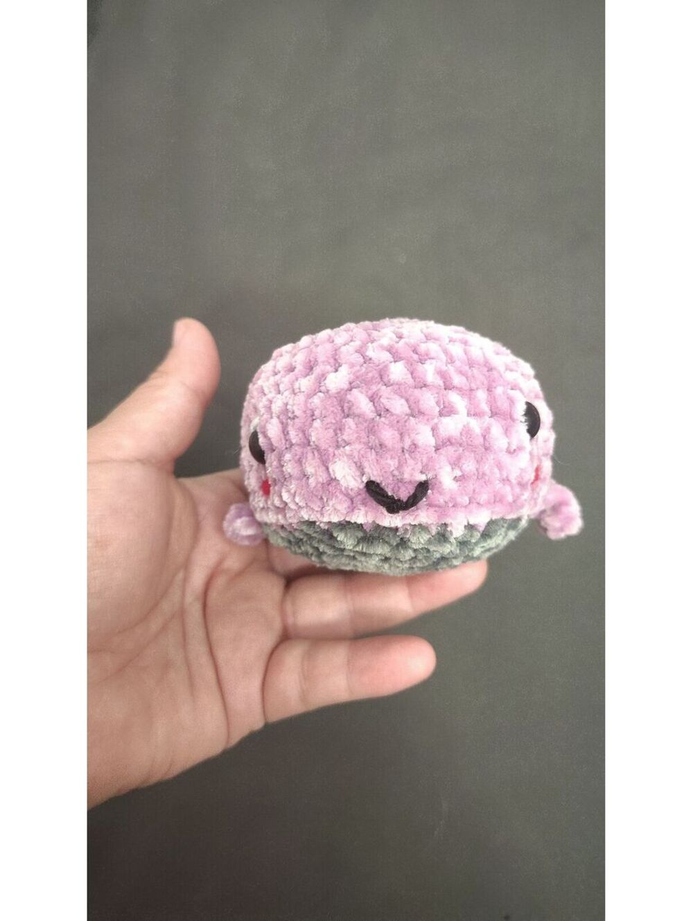 Handmade Crochet Pink & Gray Whale Amigurumi Plush Kawaii Ocean Animal